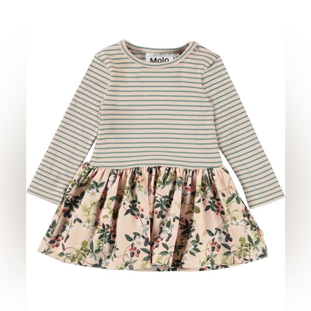 Molo Baby Carel Bramble Rose Long Sleeve Dress - Size 6m (68)